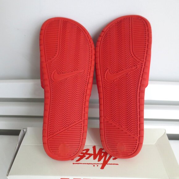 NWB Nike x Stussy Benassi Slides Mens Habanero Red Slip On Sandal Sz-9 main image 5